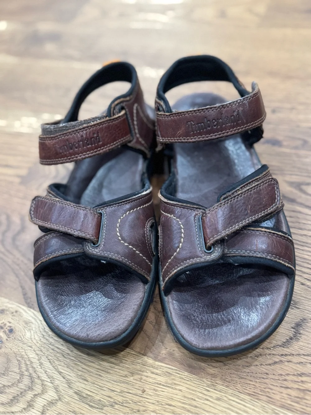Timberland Dark Brown Leather Adjustable Strap Sandals